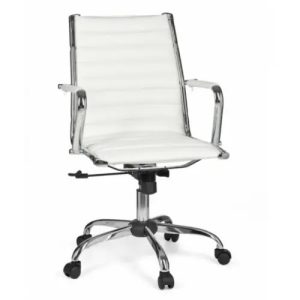 Biurowe krzesło obrotowe białe regulowane sztuczna skóra Amstyle