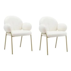 Komplet 2 designerskich krzeseł Bouclé z metalowymi nogami Leonique