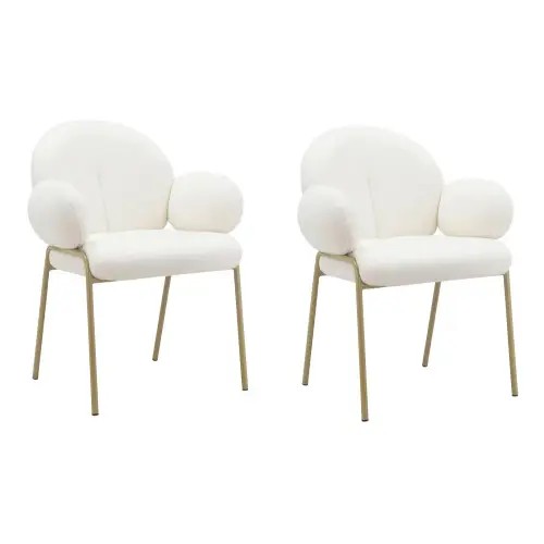 Komplet 2 designerskich krzeseł Bouclé z metalowymi nogami Leonique