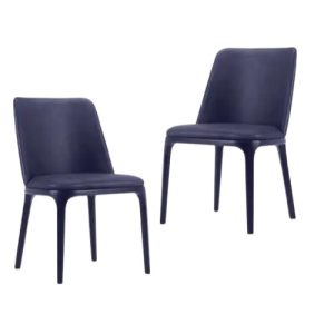Kpl. 2 krzeseł z naturalnej skóry granatowej Rene CXL by Christian Lacroix