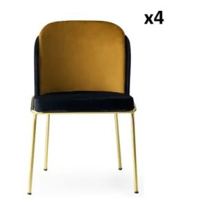 Krzesło Dore tapicerowane welur aksamit czarno-złoty 4 szt