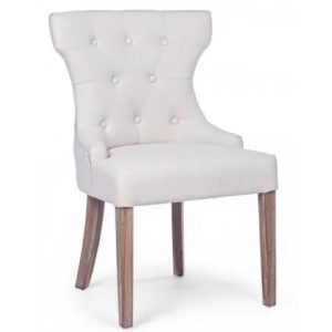 Krzesło pikowane Chersterfield na drewnianych nogach Elory