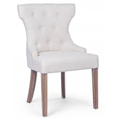 Krzesło pikowane Chersterfield na drewnianych nogach Elory