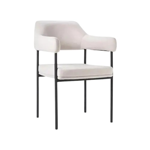 Krzesło tapicerowane z podłokietnikami Zoe jasny beż