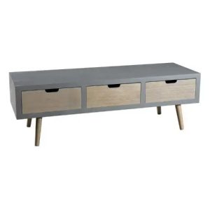 Nowoczesna szafka RTV z szarego drewna z efektem betonu LORENS 120x40x38cm