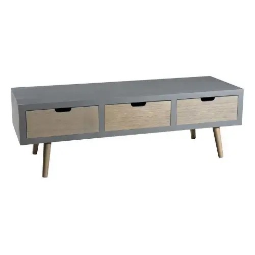 Nowoczesna szafka RTV z szarego drewna z efektem betonu LORENS 120x40x38cm