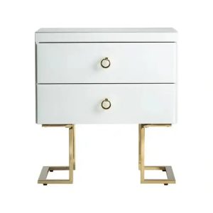 Biała szafka nocna stolik nocny szklany Fussion 40x60x60cm