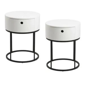 Kpl. 2 okrągłych minimalistycznych szafek stolików nocnych Polo