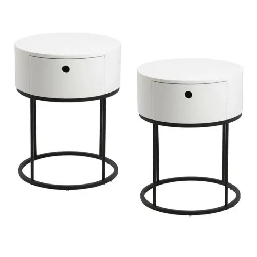 Kpl. 2 okrągłych minimalistycznych szafek stolików nocnych Polo