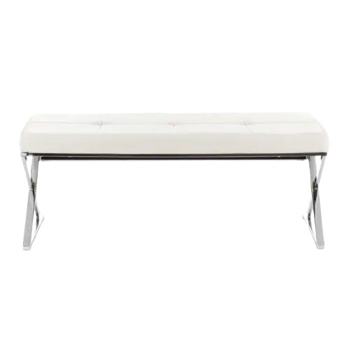 Tomasucci Ławka Puf Maxim White tapicerowana ekoskóra 120x47x47cm