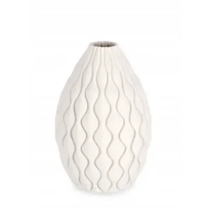 Nowoczesny ceramiczny wazon 3D Kylo beżowy Ø19xH28cm BIZZOTTO