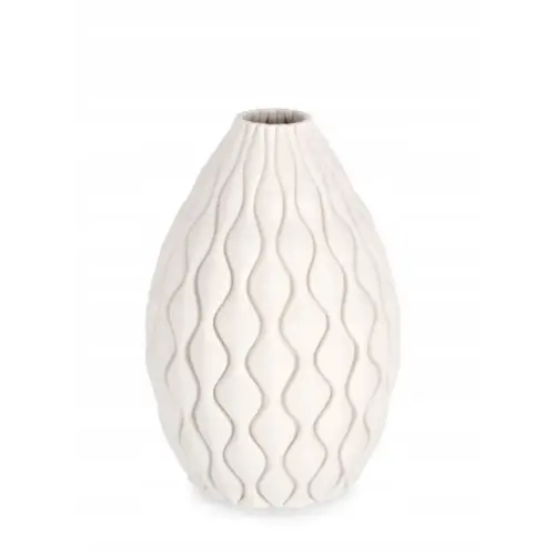 Nowoczesny ceramiczny wazon 3D Kylo beżowy Ø19xH28cm BIZZOTTO