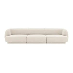 Nowoczesna sofa kanapa 3-os Miley Micadoni Welur jasny beżowy 255x90x70cm