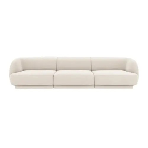 Nowoczesna sofa kanapa 3-os Miley Micadoni Welur jasny beżowy 255x90x70cm
