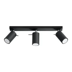 Lampa sufitowa Etna 3 plafon stalowy czarny 45x15x8cm Sollux