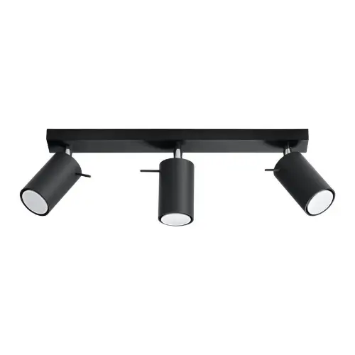 Lampa sufitowa Etna 3 plafon stalowy czarny 45x15x8cm Sollux