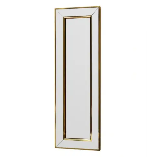 Lustro ścienne prostokątne w złotej ramie 30x90cm