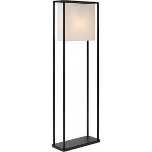 Minimalistyczna lampa podłogowa stojąca Poona z lnianym kloszem 155cm