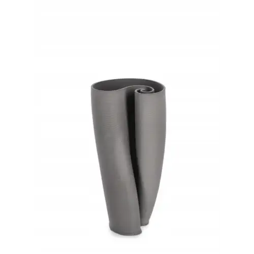 Nowoczesny falisty ceramiczny wazon 3D Maeli szary 13xH26,5cm BIZZOTTO
