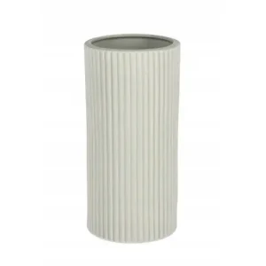 Minimalistyczny ryflowany ceramiczny wazon Vivy szary Ø12,5xH26cm BIZZOTTO