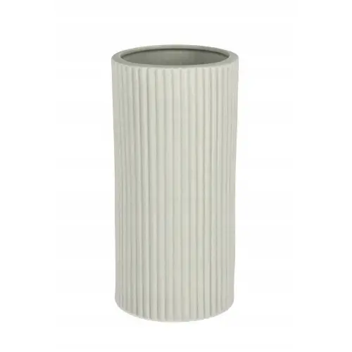 Minimalistyczny ryflowany ceramiczny wazon Vivy szary Ø12,5xH26cm BIZZOTTO