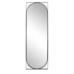 Owalne lustro ścienne z czarną metalową ramą Azurite 117x37cm