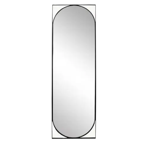 Owalne lustro ścienne z czarną metalową ramą Azurite 117x37cm