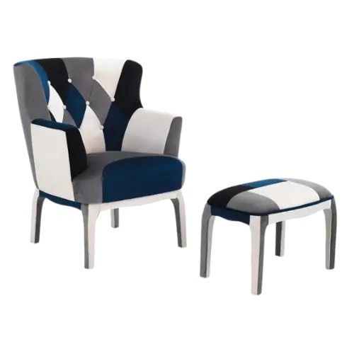 Fotel patchworkowy + podnóżek zestaw 2 el. Tomasucci Kaleidos-E