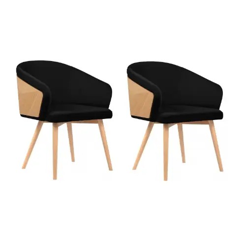 Krzesło tapicerowane fotel drewniany czarny welur Tucan Windsor & Co 2 szt.