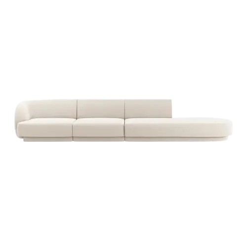 Modułowa sofa kanapa 4-os Miley Welur jasny beż 323x90x70cm Micadoni