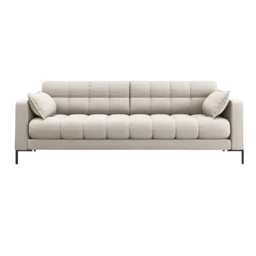 Pikowana elegancja sofa bąbelkowa kanapa 4 os. Mamaia Micadoni beżowa 217x96x75cm