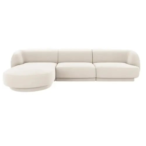 Sofa 4-os narożna lewostronna narożnik Miley Welur jasny beż 255x156x70cm Micadoni