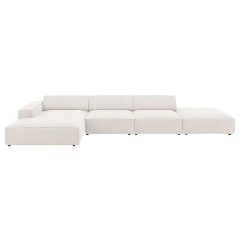 Sofa narożna modułowa narożnik Jodie 4-os. tkanina strukturalna jasny beż Micadoni 341x166x70