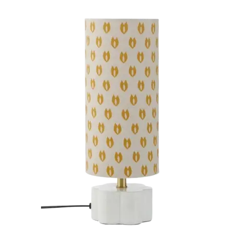 Lampa stołowa z marmurową podstawą i tekstylnym kloszem Joune Ellos